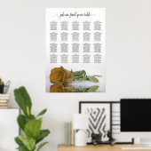 Gold Ocker Rose 20 Tabelle Hochzeitstabelle Poster (Heimbüro)