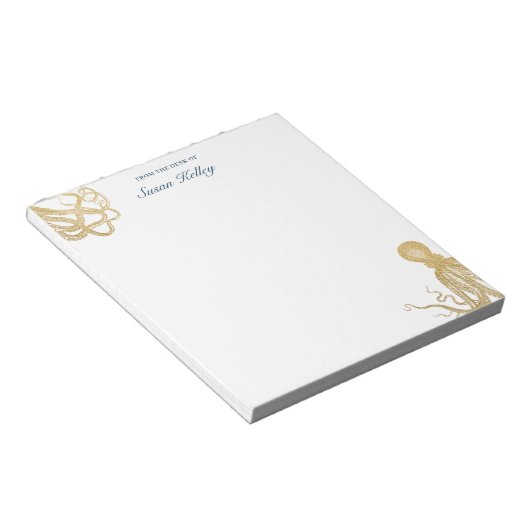 Gold Octopus Personalisiert Notepad Notizblock (angewinkelt)