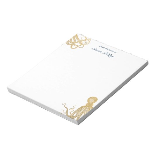 Gold Octopus Personalisiert Notepad Notizblock (Rotiert)