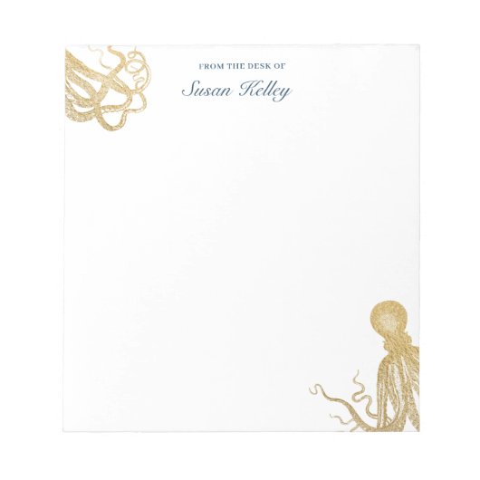 Gold Octopus Personalisiert Notepad Notizblock (Vorderseite)