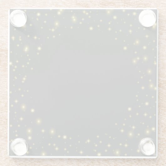 Gold oder Gelbe Glitzern und Stars auf schwarz Glasuntersetzer (Rückseite)