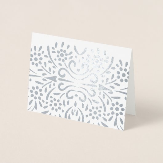 Gold oder Silber Abstrakt Modernes Blumenmuster Folienkarte (Vorderseite)