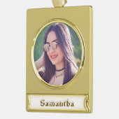 Gold oder Silber, Personalisiertes Foto Banner-Ornament Gold (Links)