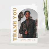 Gold Offset Arch 4 Foto Abschluss Dankeskarte (Vorderseite)