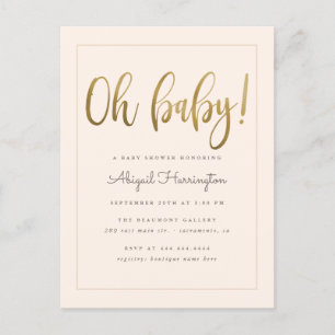Gold Oh Baby Peach Gender Neutral Baby Dusche Einladungspostkarte