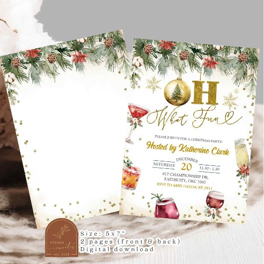 Gold Oh, was Spaß Weihnachts-Cocktail-Feier Einladung