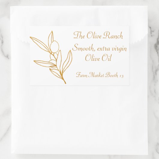 Gold Olive Branch Label Rechteckiger Aufkleber (Tasche)