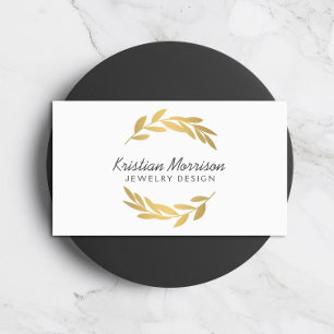 Gold Olive Branch Wreath Logo Visitenkarte