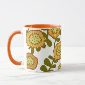 Gold Olive Orange Floral Design © Cathy Thompson Tasse (Links)