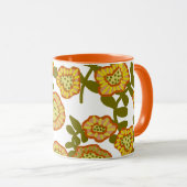 Gold Olive Orange Floral Design © Cathy Thompson Tasse (VorderseiteRechts)