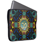 Gold OM Aquamarin+Blue Fraktal Tapestry Notebook-S Laptopschutzhülle (Vorne Rechts)