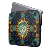 Gold OM Aquamarin+Blue Fraktal Tapestry Notebook-S Laptopschutzhülle (Vorderseite Links)