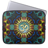 Gold OM Aquamarin+Blue Fraktal Tapestry Notebook-S Laptopschutzhülle (Vorderseite)
