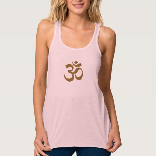 Gold Om Bella+Leinwand Flowback Racerback Tank Top (Vorderseite)