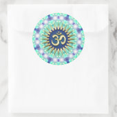 Gold Om Green Blue Mandala Meditation Yoga Sticker (Tasche)