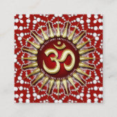 Gold OM Holistic Red White Mandala Square Quadratische Visitenkarte (Vorderseite)