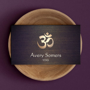 Gold Om Symbol Yoga und Meditation Holz Look Visitenkarte