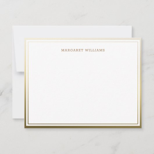 Gold Ombre Border Beruflich Modern Note Card Mitteilungskarte (Vorderseite)