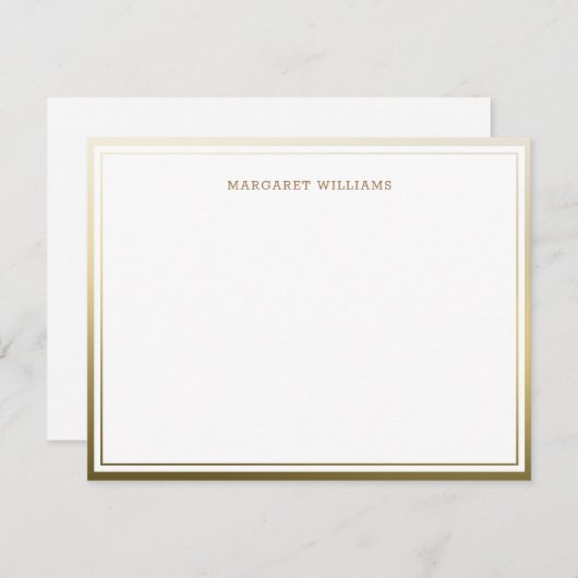 Gold Ombre Border Beruflich Modern Note Card Mitteilungskarte (Vorne/Hinten)