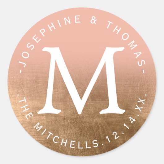 Gold Ombre Fade Custom Color Wedding Sticker (Vorderseite)