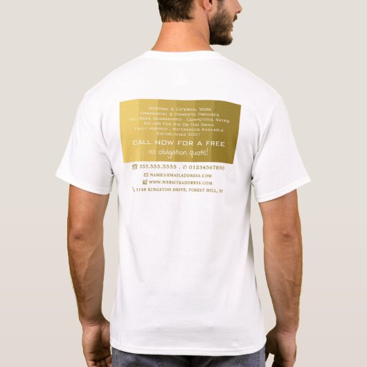 Gold Ombre, farbige Eimer, Maler und Dekorator T-Shirt (Rückseite)