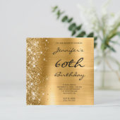 Gold Ombre Foil Verlassen Glitzer 60. Geburtstag Einladung (Stehend Vorderseite)