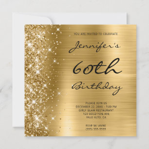 Gold Ombre Foil Verlassen Glitzer 60. Geburtstag Einladung
