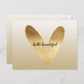 Gold Ombre Heart Postkarte (Vorne/Hinten)