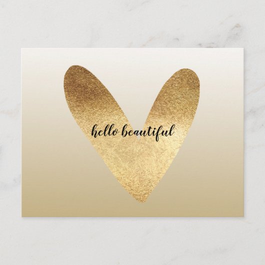 Gold Ombre Heart Postkarte (Vorderseite)
