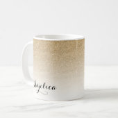 Gold Ombre Imitate Glitzer Name Kaffee Tasse (Vorderseite Links)
