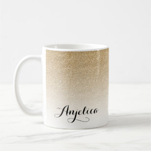 Gold Ombre Imitate Glitzer Name Kaffee Tasse