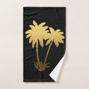 Gold Ombre Palm Trees auf Schwarz Handtuch