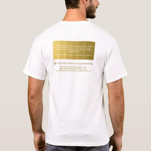 Gold Ombre Streifen, Maler und Dekoratorwerbung T-Shirt (Rückseite)