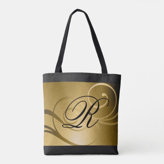 Gold Ombre Swirl-Design mit Monogramm Tasche (Rückseite)