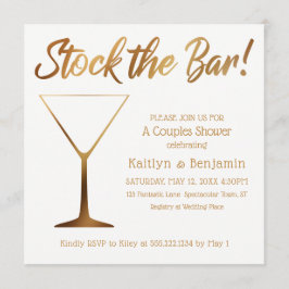 Gold Ombre & White Couples Bar Dusche Einladung