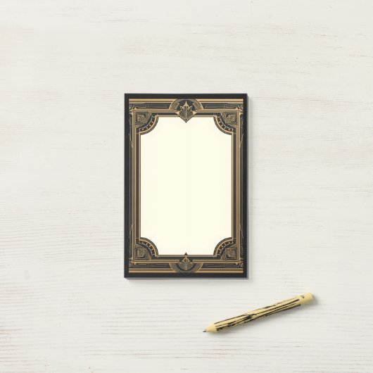 Gold on Black Classic Art Deco Post-it Klebezettel (Auf Schreibtisch)