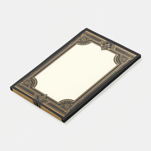 Gold on Black Classic Art Deco Post-it Klebezettel (angewinkelt)