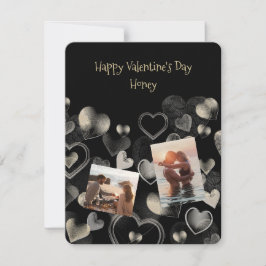 Gold-on-Black Elegant Flat Valentine Card Karte