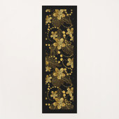 Gold on black tropical flowers and leaves pattern yogamatte (Vorderseite)