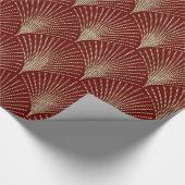Gold on Red Geometric ArtDeco Muster Wrapping P Geschenkpapier (Ecke)