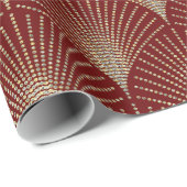 Gold on Red Geometric ArtDeco Muster Wrapping P Geschenkpapier (Rolleneckpunkt)