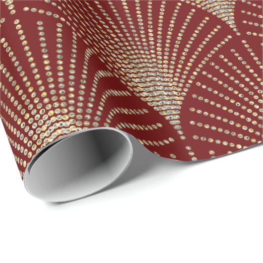Gold on Red Geometric ArtDeco Muster Wrapping P Geschenkpapier (Rolleneckpunkt)