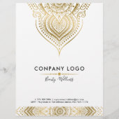 Gold on White Verziert Paisley mandala Flyer (Hinten)