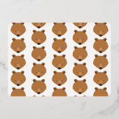 Gold One Animal Bear Erster Geburtstag Folieneinladung (Rückseite)