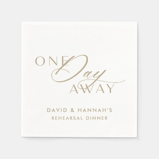 Gold One Day Away Napkins zum Probe Dinner Serviette (Vorderseite)