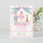 Gold One Nutcracker Land der Süßigkeiten Geburtsta Einladung (Stehend Vorderseite)