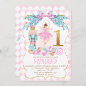 Gold One Nutcracker Land der Süßigkeiten Geburtsta Einladung (Vorne/Hinten)