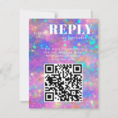 Gold Opal Stein RSVP Karten für Hochzeit QR Code (Vorderseite)