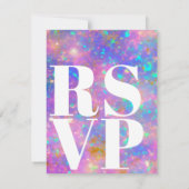 Gold Opal Stein RSVP Karten für Hochzeit QR Code (Rückseite)