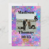 Gold Opal Stone 1 Foto Fett Minimalistische Hochze Einladung (Vorderseite)